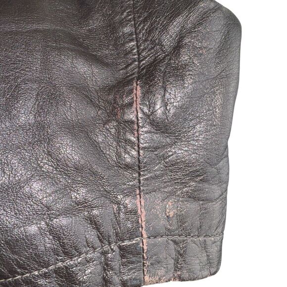 Members Only Jacket Mens Large Dark Brown 100% Leather Lined Full Zip Vintage - Picture 10 of 10